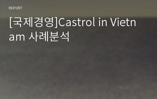 [국제경영]Castrol in Vietnam 사례분석