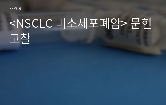 &lt;NSCLC 비소세포폐암&gt; 문헌고찰