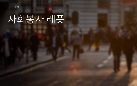 사회봉사 레폿