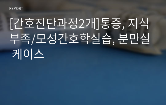 [간호진단과정2개]통증, 지식부족/모성간호학실습, 분만실 케이스