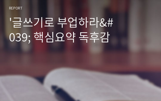 &#039;글쓰기로 부업하라&#039; 핵심요약 독후감