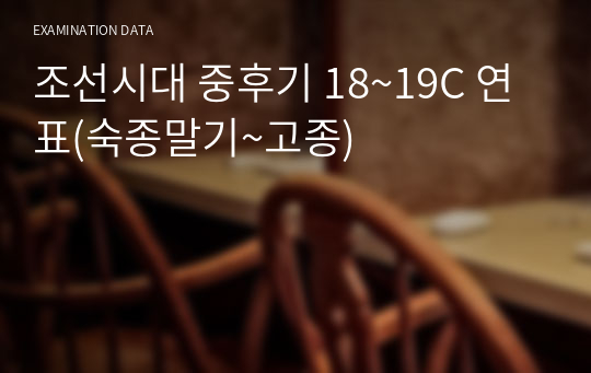 조선시대 중후기 18~19C 연표(숙종말기~고종)