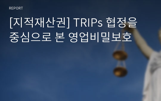 [지적재산권] TRIPs 협정을 중심으로 본 영업비밀보호