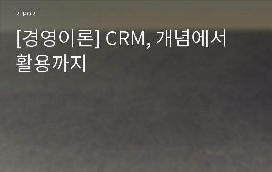 [경영이론] CRM, 개념에서 활용까지