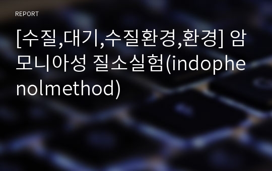 [수질,대기,수질환경,환경] 암모니아성 질소실험(indophenolmethod)