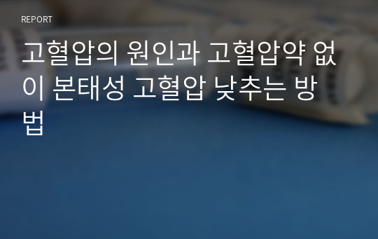 고혈압의 원인과 고혈압약 없이 본태성 고혈압 낮추는 방법