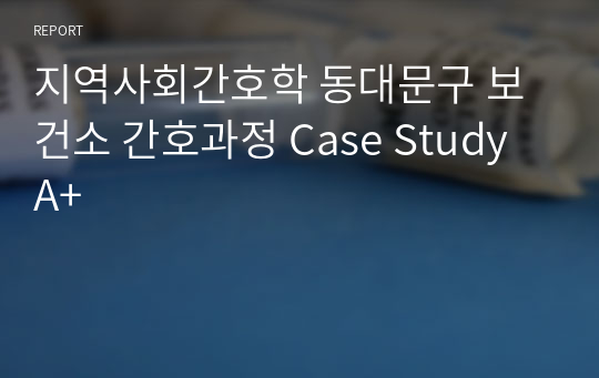 지역사회간호학 동대문구 보건소 간호과정 Case Study A+