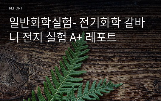 일반화학실험- 전기화학 갈바니 전지 실험 A+ 레포트