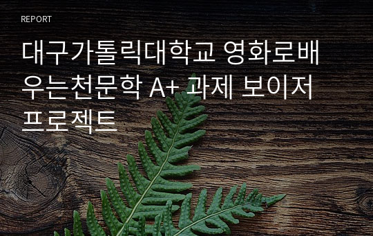 대구가톨릭대학교 영화로배우는천문학 A+ 과제 보이저 프로젝트