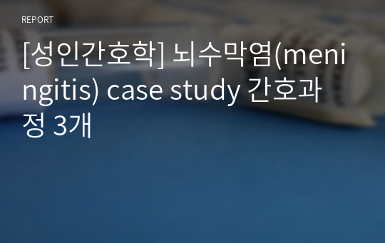 [성인간호학] 뇌수막염(meningitis) case study 간호과정 3개