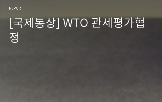 [국제통상] WTO 관세평가협정