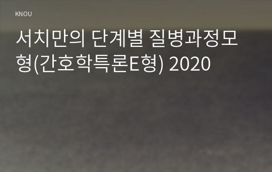 서치만의 단계별 질병과정모형(간호학특론E형) 2020