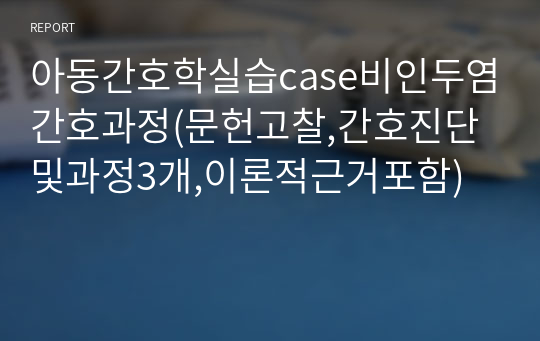 아동간호학실습case비인두염간호과정(문헌고찰,간호진단및과정3개,이론적근거포함)