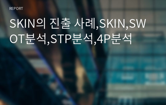 SKIN의 진출 사례,SKIN,SWOT분석,STP분석,4P분석