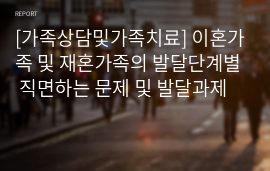 [가족상담및가족치료] 이혼가족 및 재혼가족의 발달단계별 직면하는 문제 및 발달과제