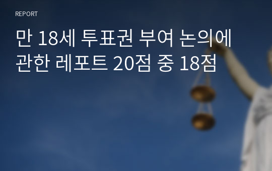 만 18세 투표권 부여 논의에 관한 레포트 20점 중 18점