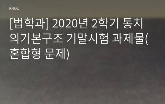 [법학과] 2020년 2학기 통치의기본구조 기말시험 과제물(혼합형 문제)