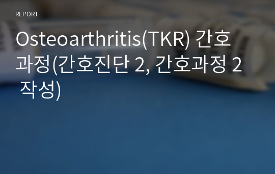 Osteoarthritis(TKR) 간호과정(간호진단 2, 간호과정 2 작성)