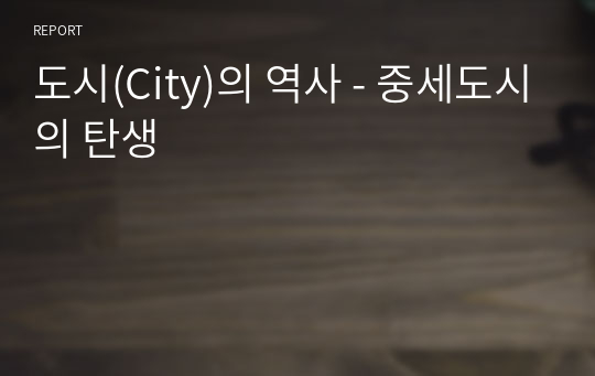 도시(City)의 역사 - 중세도시의 탄생