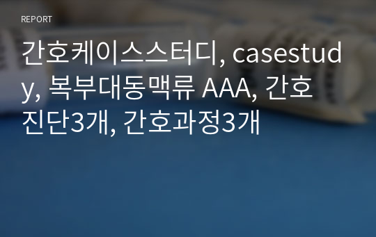 간호케이스스터디, casestudy, 복부대동맥류 AAA, 간호진단3개, 간호과정3개