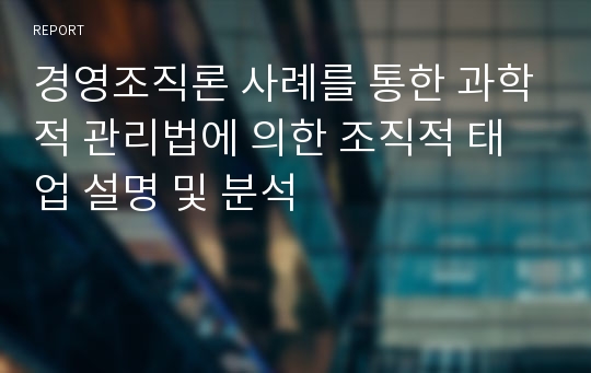 경영조직론 사례를 통한 과학적 관리법에 의한 조직적 태업 설명 및 분석