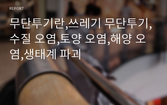 무단투기란,쓰레기 무단투기,수질 오염,토양 오염,해양 오염,생태계 파괴