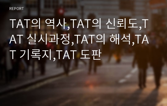 TAT의 역사,TAT의 신뢰도,TAT 실시과정,TAT의 해석,TAT 기록지,TAT 도판