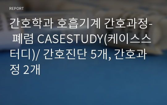 간호학과 호흡기계 간호과정- 폐렴 CASESTUDY(케이스스터디)/ 간호진단 5개, 간호과정 2개