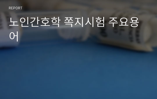 노인간호학 쪽지시험 주요용어