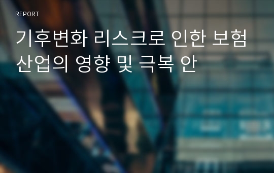 기후변화 리스크로 인한 보험산업의 영향 및 극복 안