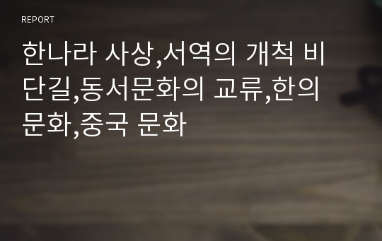 한나라 사상,서역의 개척 비단길,동서문화의 교류,한의 문화,중국 문화