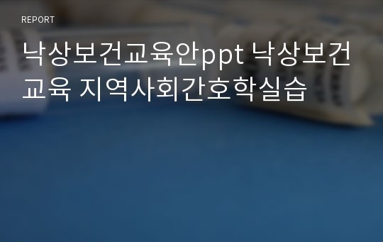 [A+] 낙상보건교육안ppt 낙상보건교육 지역사회간호학실습