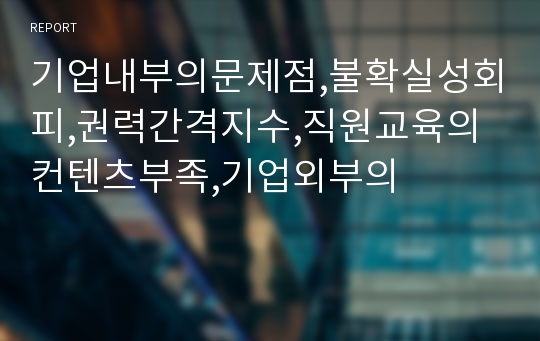 기업내부의문제점,불확실성회피,권력간격지수,직원교육의컨텐츠부족,기업외부의