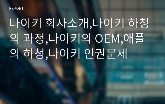 나이키 회사소개,나이키 하청의 과정,나이키의 OEM,애플의 하청,나이키 인권문제