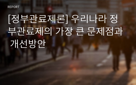 [정부관료제론] 우리나라 정부관료제의 가장 큰 문제점과 개선방안