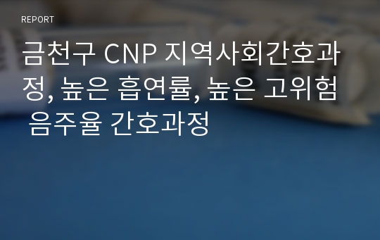 금천구 CNP 지역사회간호과정, 높은 흡연률, 높은 고위험 음주율 간호과정