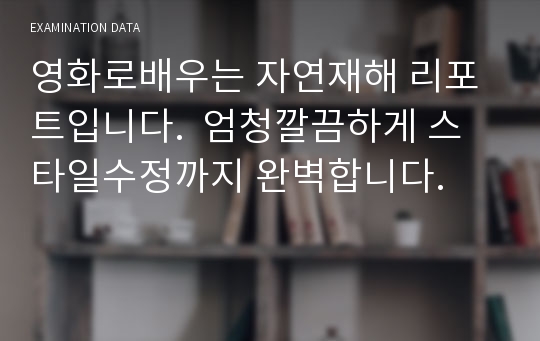 영화로배우는 자연재해 리포트입니다.  엄청깔끔하게 스타일수정까지 완벽합니다.