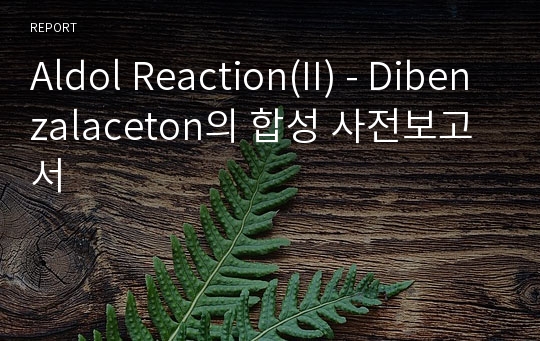 Aldol Reaction(II) - Dibenzalaceton의 합성 사전보고서