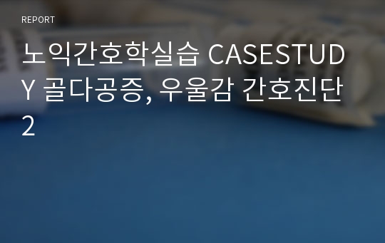 노익간호학실습 CASESTUDY 골다공증, 우울감 간호진단2