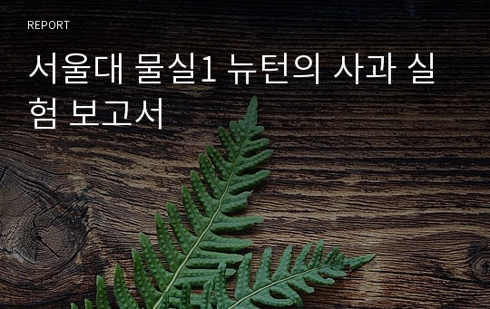 서울대 물실1 뉴턴의 사과 실험 보고서