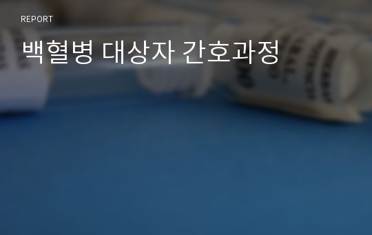 백혈병 대상자 간호과정