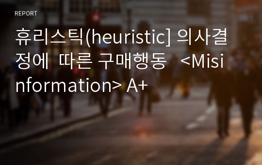 휴리스틱(heuristic] 의사결정에  따른 구매행동   &lt;Misinformation&gt; A+