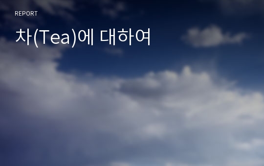 차(Tea)에 대하여