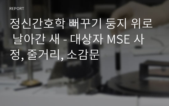 정신간호학 뻐꾸기 둥지 위로 날아간 새 - 대상자 MSE 사정, 줄거리, 소감문