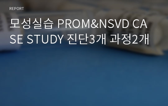 모성실습 PROM&amp;NSVD CASE STUDY 진단3개 과정2개