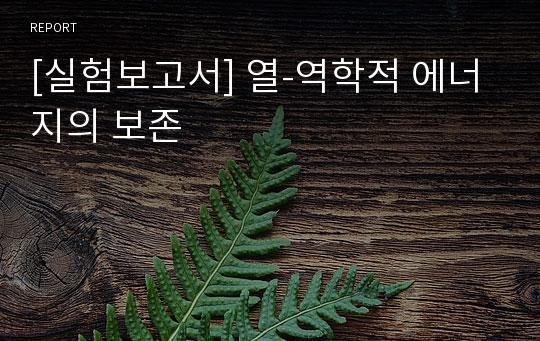 [실험보고서] 열-역학적 에너지의 보존