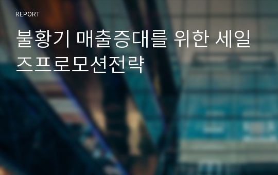 불황기 매출증대를 위한 세일즈프로모션전략