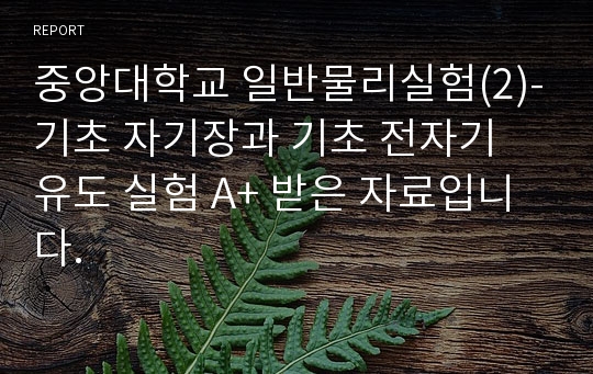 중앙대학교 일반물리실험(2)-기초 자기장과 기초 전자기 유도 실험 A+ 받은 자료입니다.