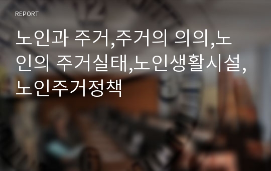 노인과 주거,주거의 의의,노인의 주거실태,노인생활시설,노인주거정책