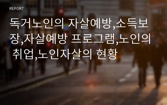 독거노인의 자살예방,소득보장,자살예방 프로그램,노인의 취업,노인자살의 현황